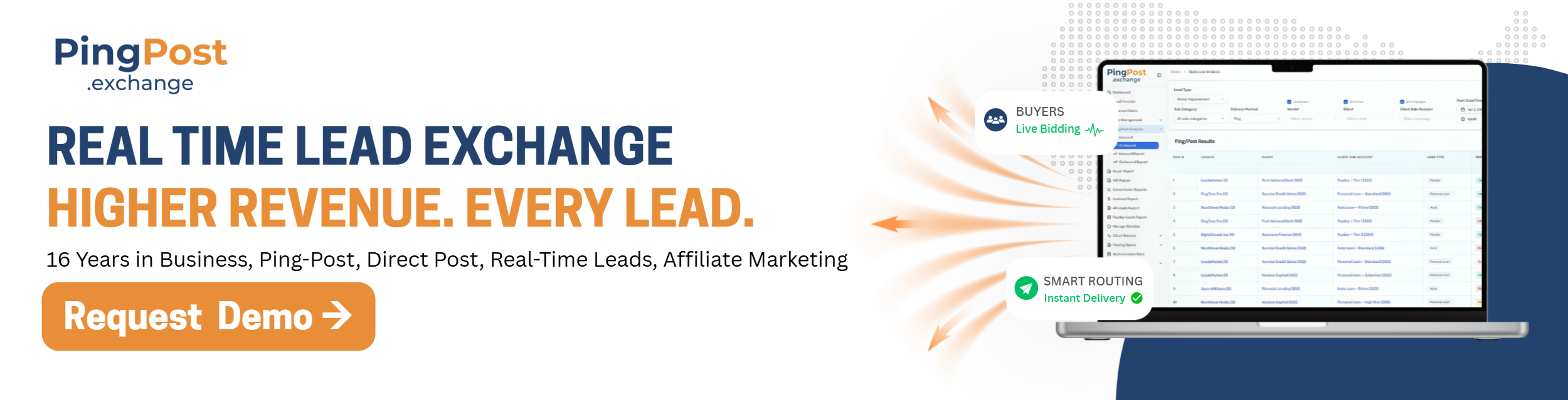 PingPost.exchange real-time lead exchange, higher revenue on every lead